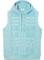 Burberry Check Cotton Jacquard Hoodie Blue 8071697 S