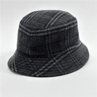 Burberry Wool Check Bucket Hat Charcoal Gray 8044077 S
