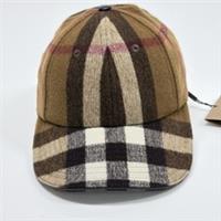 Burberry Exaggerated Check Wool Baseball Cap Dark Birch Brown 8036924 M
