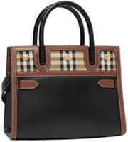 Burberry Leather and Vintage Check Two-handle Title Bag Mini Black/Multi 8025266