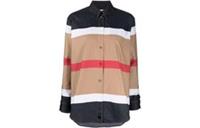 Burberry Ivanna Stripe Pattern Button-Up Beige/Multi 8048801 Size UK10 US8