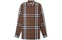 Burberry Check Stretch Cotton Poplin Shirt Russet Brown 8004535 Size XS
