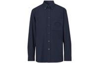 Burberry Logo-Embroidered Long-Sleeved Shirt Midnight Blue 8064876 Size S