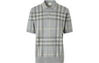 Burberry Wool-Silk Check Polo Shirt Grey 8049625 Size XS
