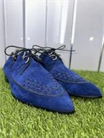 Ladies Burberry Blue Suede Woven Toe Derby Shoes Size 6, Absolutely Stunning