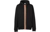 Burberry Icon Stripe Detail Cotton Hooded Sweatshirt Black 80333911 Size S
