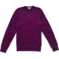 Burberry Cashmere Blend Check Elbow Patch Sweatshirt Burgundy 4022812 Size XL