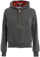 Burberry Zip-Up Hooded Sweatshirt Grey Red 4038525 Size XS