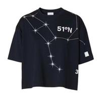 Burberry Cropped Constellation Print T-shirt Navy 8061315 Size M