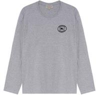 Burberry Embroidered Logo Cotton Long Sleeve T-shirt Gray 8004255 Size L