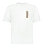 Burberry Stripe Trim Pocket Cotton T-shirt White Size L 8084779