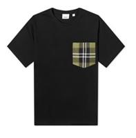 Burberry Oversized Checked Twill-Trimmed T-shirt Black 8055903 Size XL
