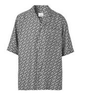 Burberry TB Monogram Print Silk Shirt Grey 8048746 Size XS