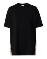 Burberry Women's Side Check Stripe T-shirt Black/Archive Beige 80615521 Size L
