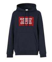 Burberry Logo Patch Hoodie Navy Red 8069455 Size S