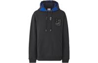Burberry Check Hood Letter Graphic Hoodie Black/Blue 8049955 Size S
