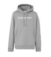 Burberry Logo Print Cotton Hoodie Pale Grey Melange 8052979 Size S