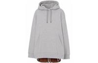 Burberry Check Panel Cotton Hoodie Grey/Check Brown 8048924 Size M