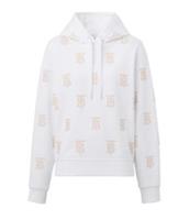 Burberry Women's Monogram Print Drawstring Hoodie White/Beige 8052125 Size S