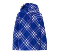 Burberry Check-Pattern Faux-Shearling Hoodie Cobalt Blue/White 8077523 Size M