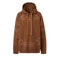 Burberry Embroidered Oak Leaf Crest Cotton Hoodie Dark Birch Brown Size 8063200