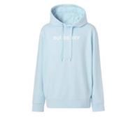 Burberry Logo Print Cotton Hoodie Pale Blue 80575251 Size L