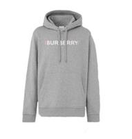 Burberry Logo Print Cotton Hoodie Pale Grey Melange 8068800 Size S
