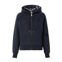 Burberry Women's Letter Graphic Cotton Blend Zip Hoodie Navy 8061556 Size L