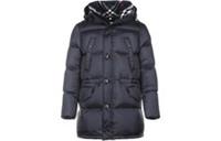 Burberry Check Hooded Puffer Long Down Jacket Navy 8018826 Size L