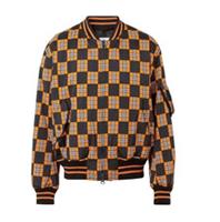 Burberry Brookland Checkerboard Bomber Jacket Orange/Black 8041926 Size XL
