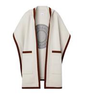 Burberry Logo Wool Cashmere Jacquard Cape Beige 8029000 Size One size only