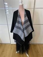 Burberry Charlotte Reversible Cape Poncho Black With Grey Check On Reverse - One Size Regular