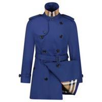 Burberry Double Breasted Trench Coat Blue Size 50 RRP £1690 28875G Check Collar - 50 Regular