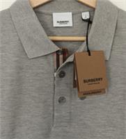Burberry Hartford Grey Polo T Shirt Collared Check 8691G RRP &pound;380 Large - L Regular