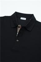 Burberry Polo Tshirt Shirt Pique Cotton Hartford Check Black Placket Large 1104 - L Regular