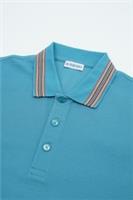 Burberry Polo Tshirt Shirt Pique Cotton Hartford Check Blue Collared Medium 1104 - M Regular
