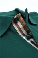 Burberry Polo Tshirt Shirt Long Sleeve Hartford Check Green Placket Large 12250 - L Regular