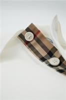 Burberry Polo Tshirt Shirt Pique Cotton Hartford Check White TB Medium 1104 - M Regular