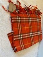 Burberry Of London Merino Woolscarf for men and women Orange Checked 11X72" BNWT