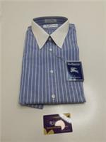 Burberrys Vintage Mens Blue Striped Long Sleeve Shirt Size 16-34 / UK Large NEW - L Regular