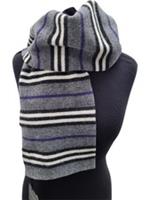 Burberry London Striped Lambswool Scarf Grey Black Purple