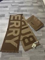 Burberry Text RWS Wool Football Brand-Pattern Jacquard Scarf Birch Brown