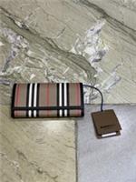 Burberry Halton Striped Logo Continental Wallet Purse Clutch