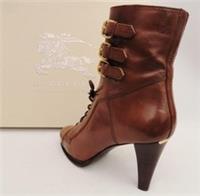 Burberry Brown Leather strap ankle Boots UK7 EU40 US10 auth New