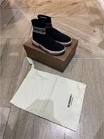 Burberry Union Sock Fair Isle Logo Stretch Knit Sneaker Black Size UK 2 EU 34