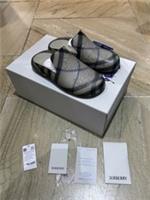 Burberry Stingray Checked Clogs Slippers Lichen IP Check Size UK 2 EU 35