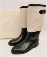 Burberry Black Rubber Boots Wellington UK7 40 New Auth