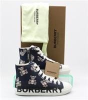BURBERRY MINI LARKHALL GIRLS SNEAKERS TEDDY CANVAS UK 1 EU 33 NAVY RRP &pound;245 AD