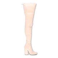 BURBERRY Womens Thigh High Boots Ivory Leather Zip Closure UK 5 RRP 1750