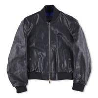 BURBERRY Mens Bomber Jacket Zipped Leather Black Band Collar Size 46 RRP 3490 - 46 Regular